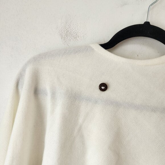 Cozy Knit Sweater Poncho Wrap Cream Red Fair Isle Print Women's Onesize (OS) - Picture 4 of 6